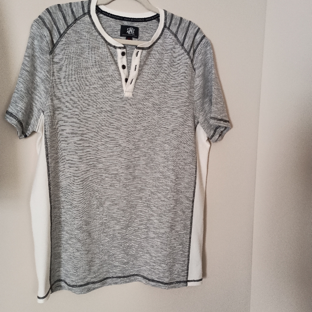 Rock‎ & Republic Gray and White Henley Shirt